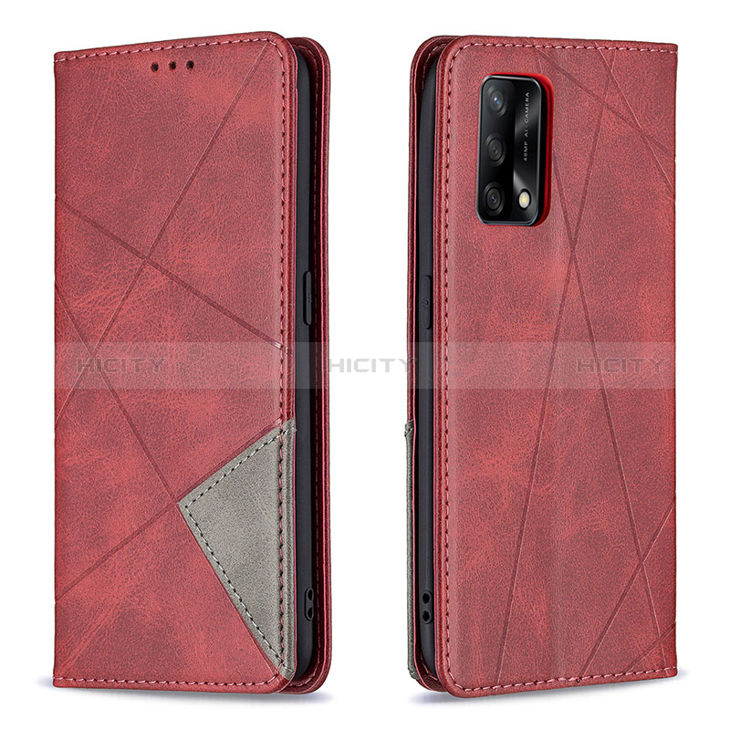 Custodia Portafoglio In Pelle Cover con Supporto B07F per Oppo F19s Rosso