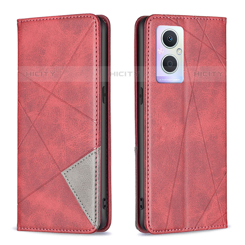 Custodia Portafoglio In Pelle Cover con Supporto B07F per Oppo F21 Pro 5G Rosso