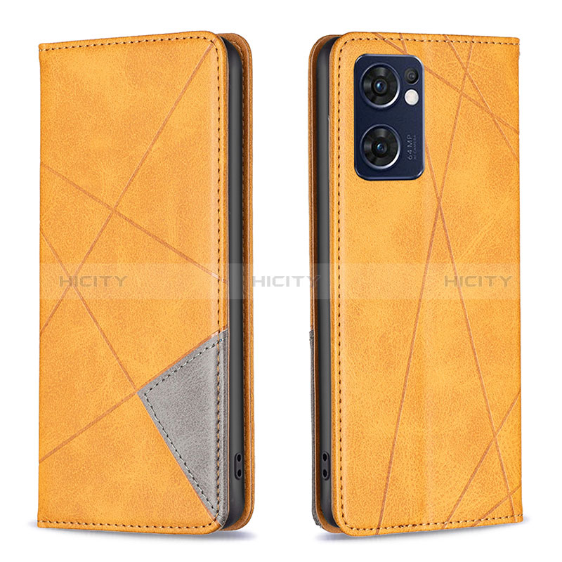 Custodia Portafoglio In Pelle Cover con Supporto B07F per Oppo Find X5 Lite 5G Marrone Chiaro