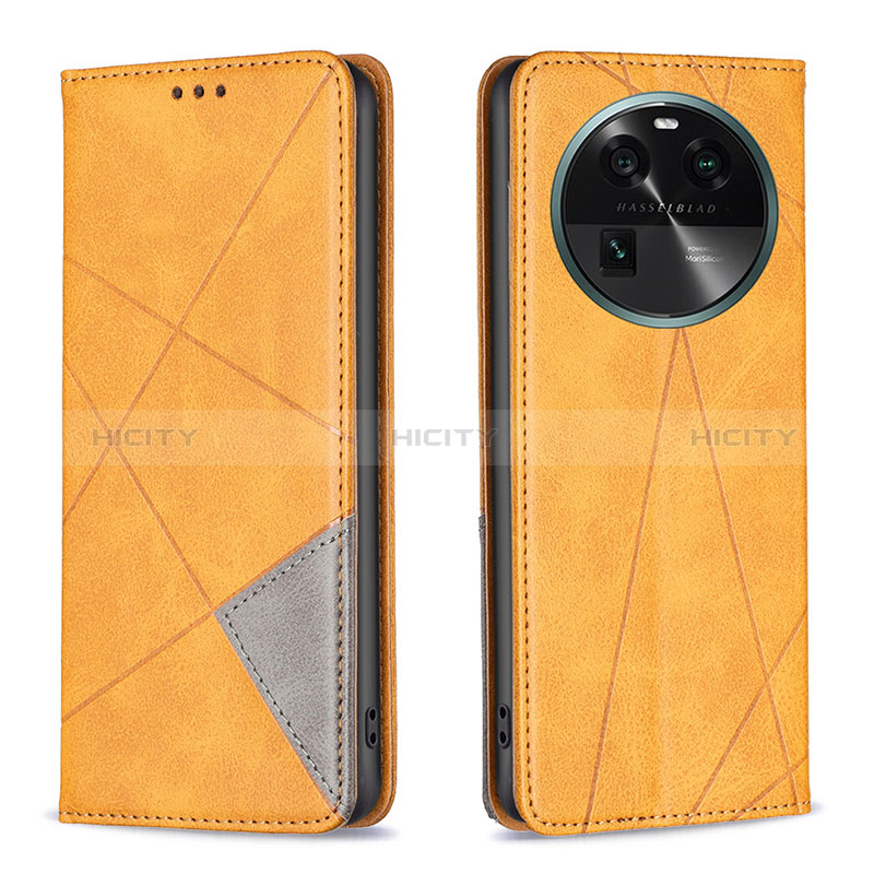 Custodia Portafoglio In Pelle Cover con Supporto B07F per Oppo Find X6 Pro 5G Marrone Chiaro