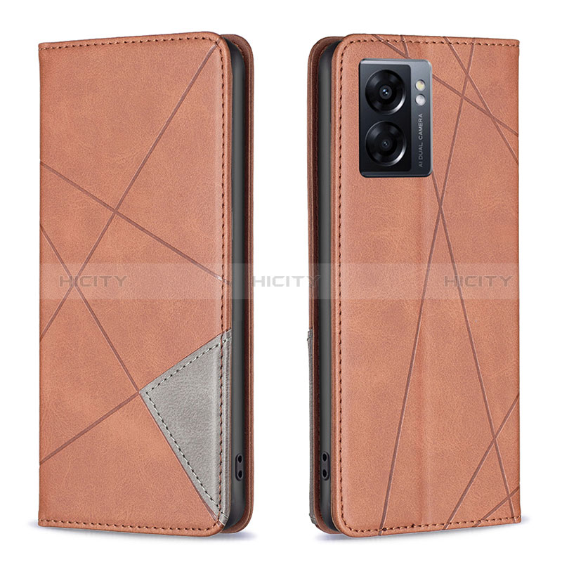 Custodia Portafoglio In Pelle Cover con Supporto B07F per Oppo K10 5G India Marrone