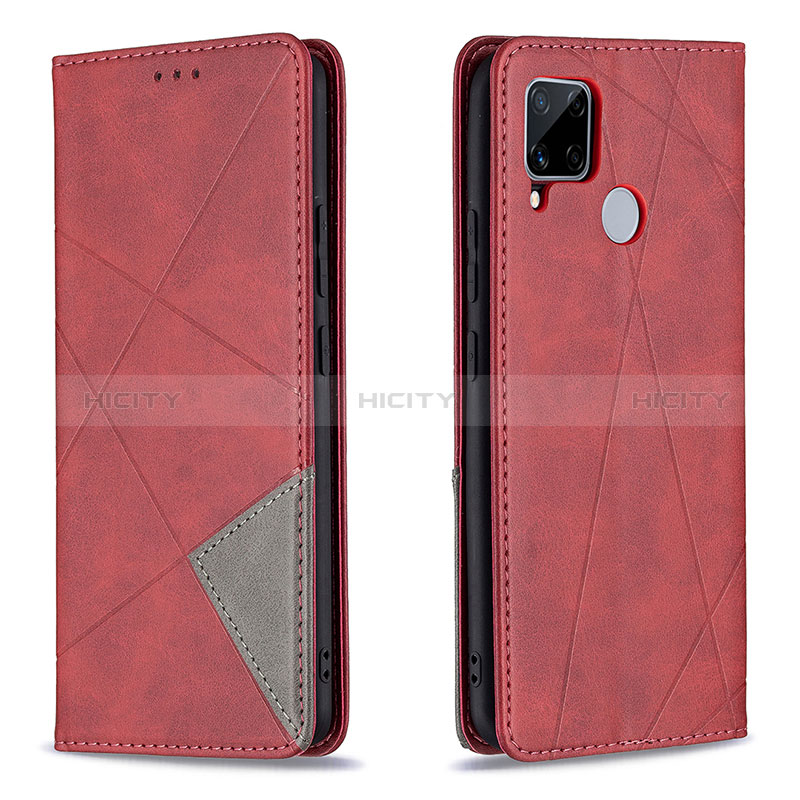 Custodia Portafoglio In Pelle Cover con Supporto B07F per Realme 7i RMX2193 Rosso