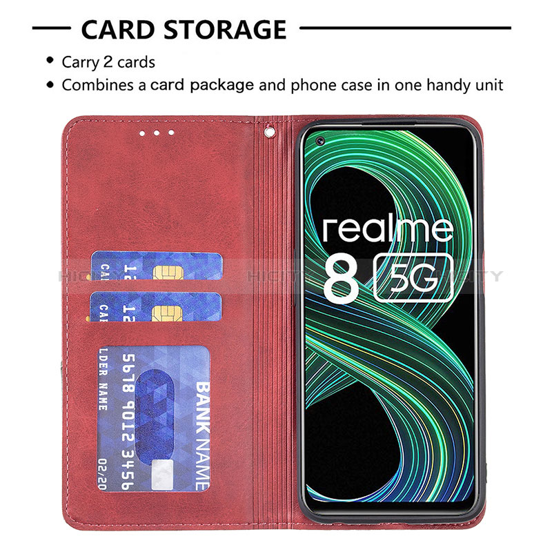 Custodia Portafoglio In Pelle Cover con Supporto B07F per Realme 8s 5G