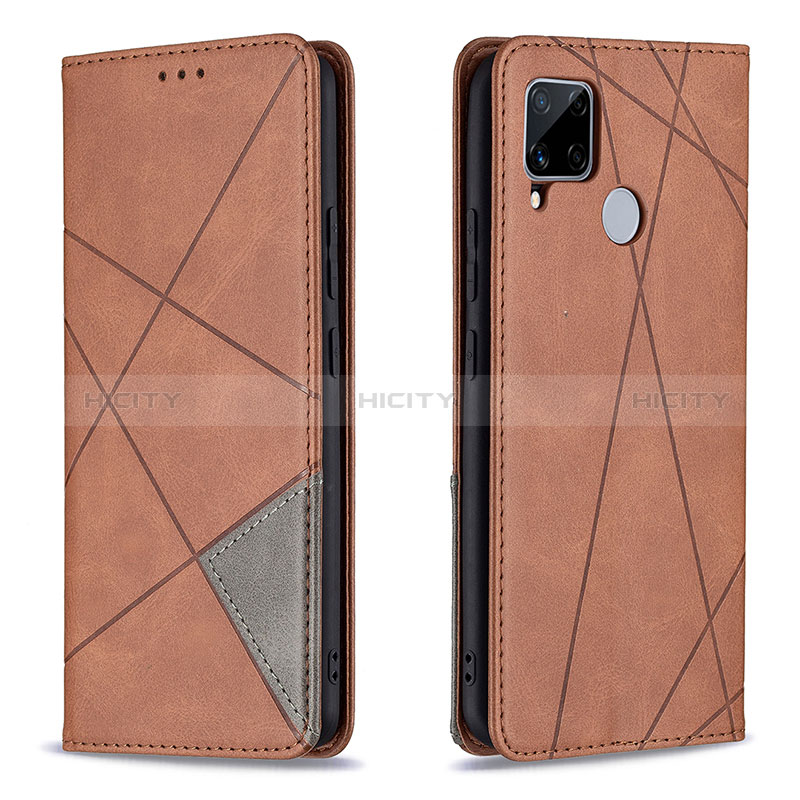 Custodia Portafoglio In Pelle Cover con Supporto B07F per Realme C12 Marrone