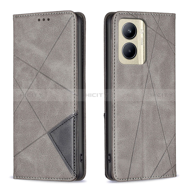 Custodia Portafoglio In Pelle Cover con Supporto B07F per Realme C33 Grigio