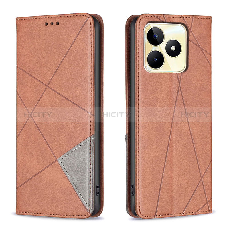 Custodia Portafoglio In Pelle Cover con Supporto B07F per Realme C53 India Marrone