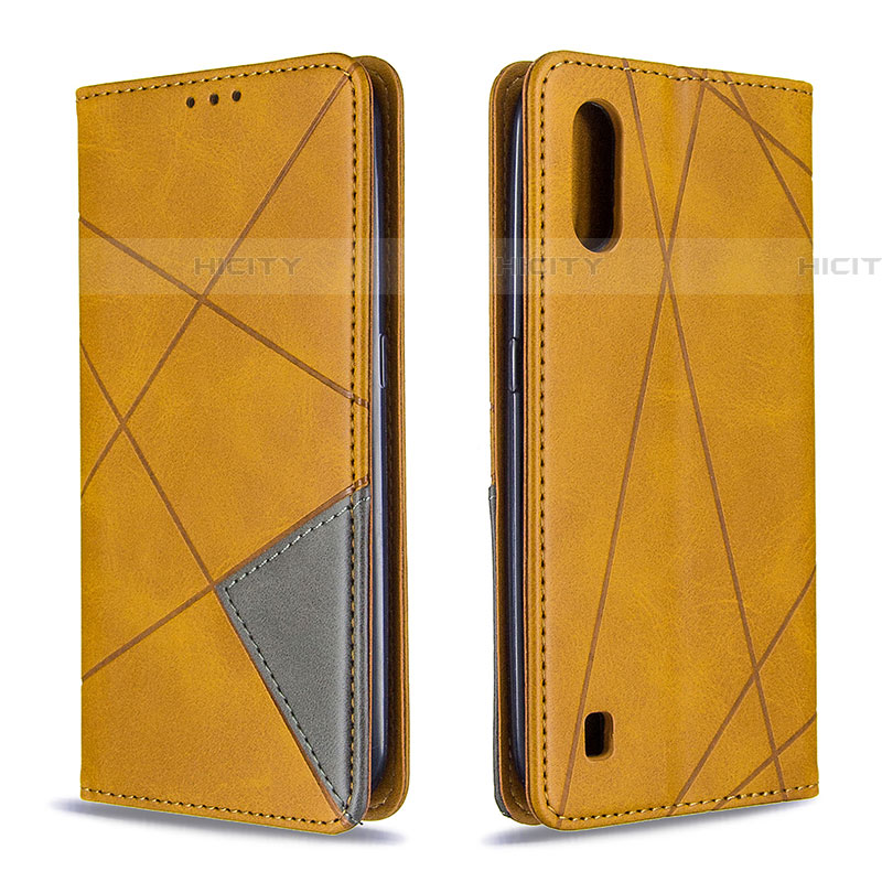 Custodia Portafoglio In Pelle Cover con Supporto B07F per Samsung Galaxy A01 SM-A015 Marrone Chiaro