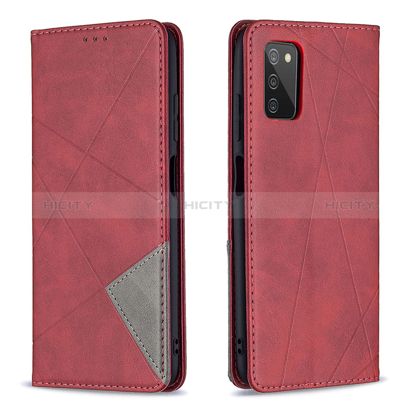 Custodia Portafoglio In Pelle Cover con Supporto B07F per Samsung Galaxy A02s Rosso