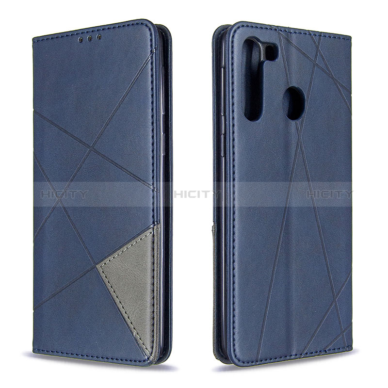 Custodia Portafoglio In Pelle Cover con Supporto B07F per Samsung Galaxy A21 Blu