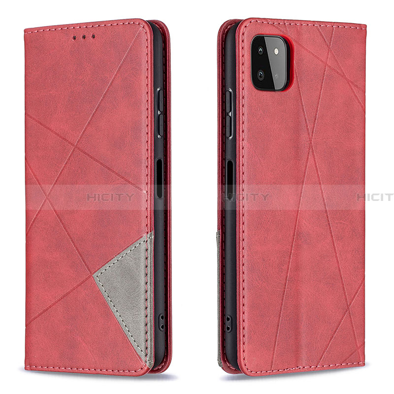 Custodia Portafoglio In Pelle Cover con Supporto B07F per Samsung Galaxy A22 5G Rosso