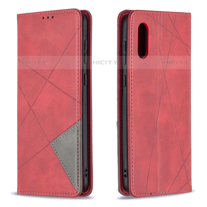 Custodia Portafoglio In Pelle Cover con Supporto B07F per Samsung Galaxy M02 Rosso