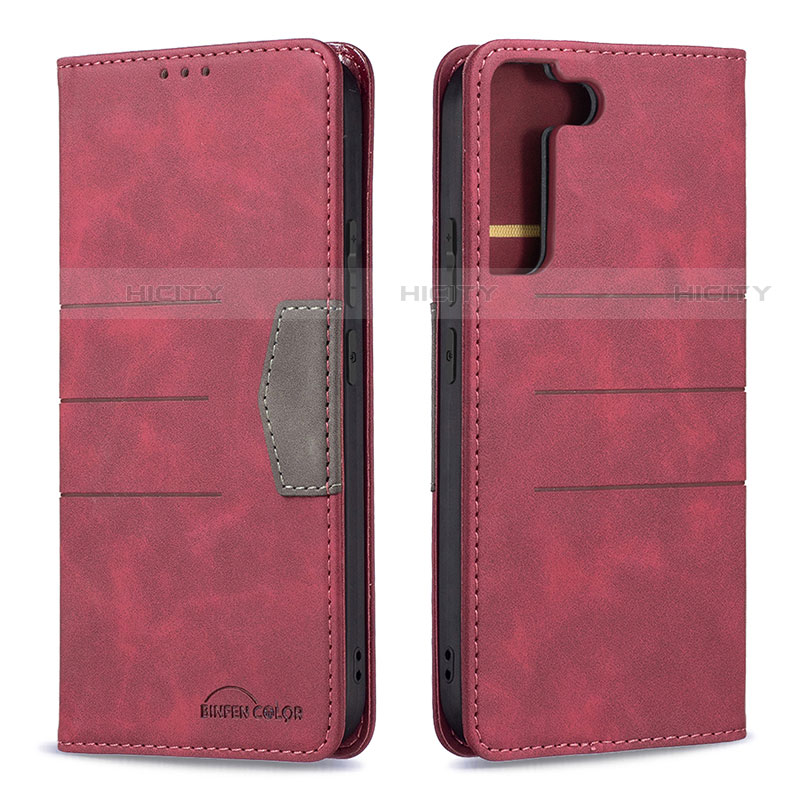 Custodia Portafoglio In Pelle Cover con Supporto B07F per Samsung Galaxy S21 FE 5G Rosso