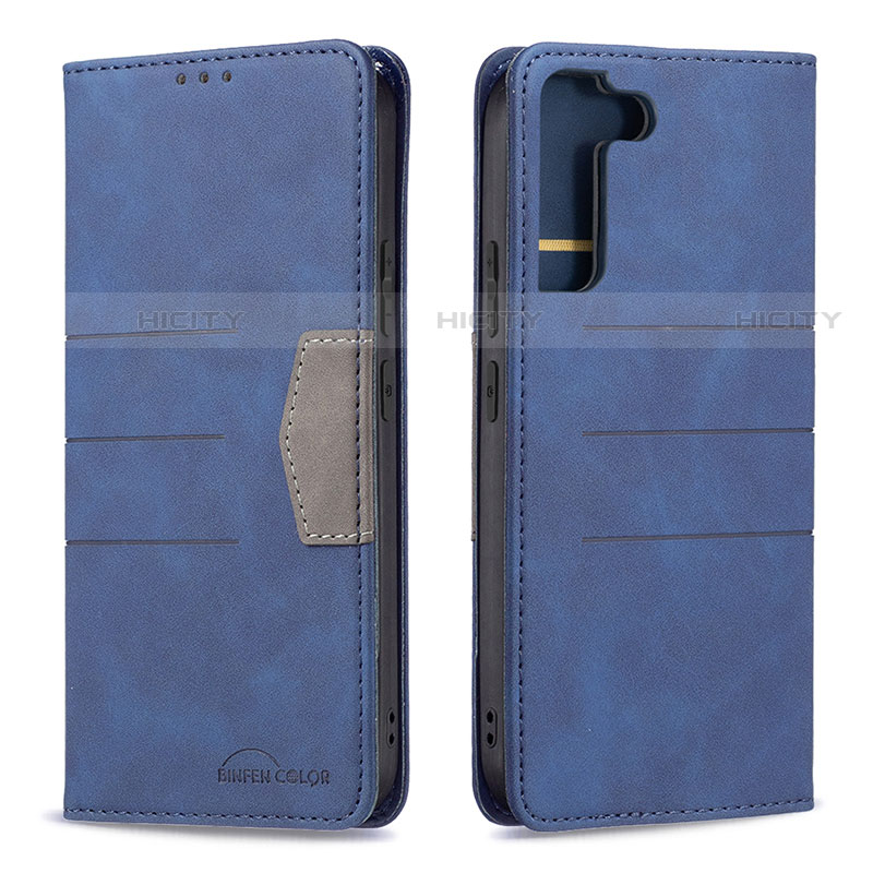 Custodia Portafoglio In Pelle Cover con Supporto B07F per Samsung Galaxy S22 5G Blu