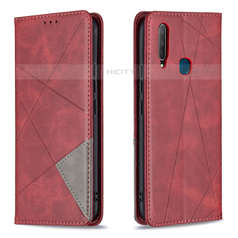 Custodia Portafoglio In Pelle Cover con Supporto B07F per Vivo Y12 Rosso