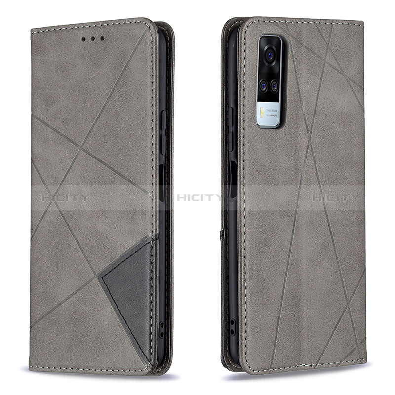 Custodia Portafoglio In Pelle Cover con Supporto B07F per Vivo Y53s NFC Grigio