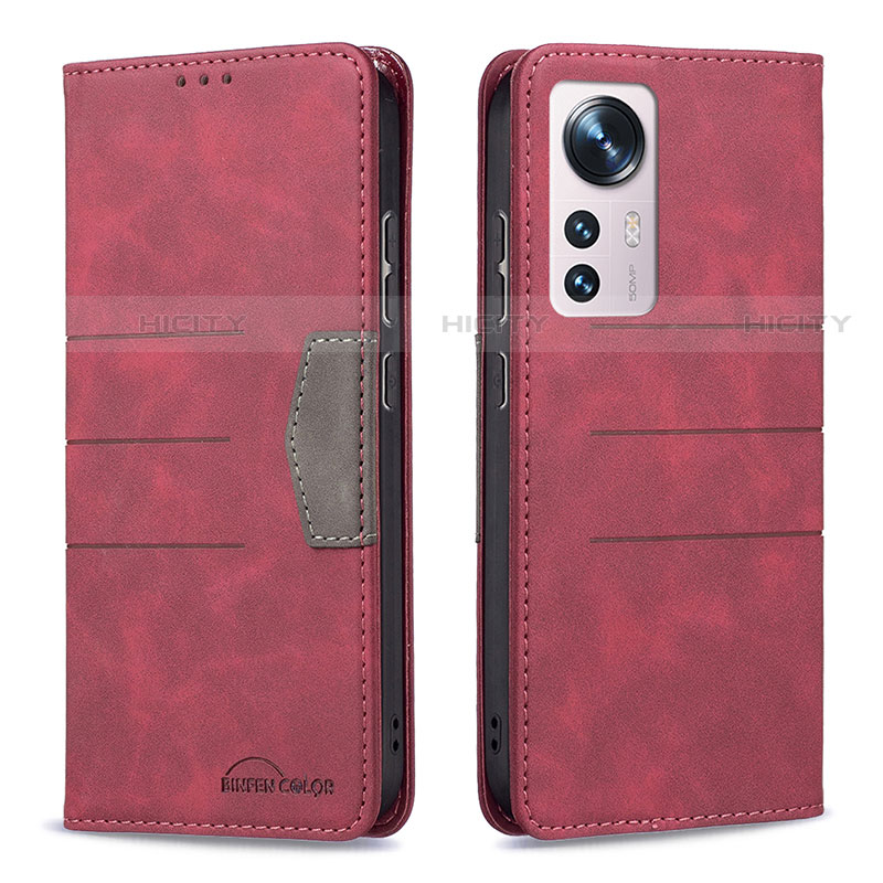 Custodia Portafoglio In Pelle Cover con Supporto B07F per Xiaomi Mi 12X 5G Rosso