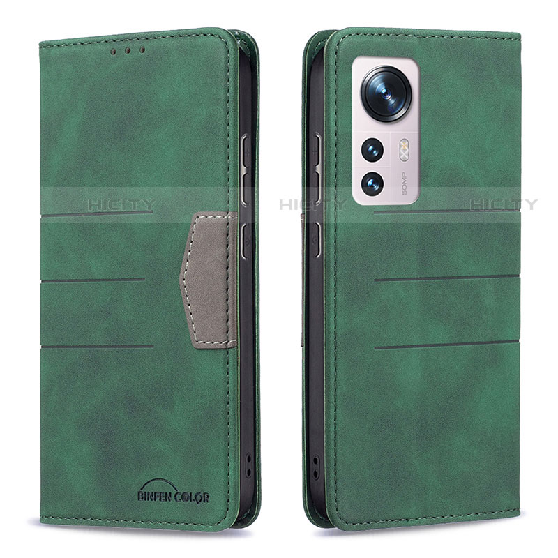 Custodia Portafoglio In Pelle Cover con Supporto B07F per Xiaomi Mi 12X 5G Verde