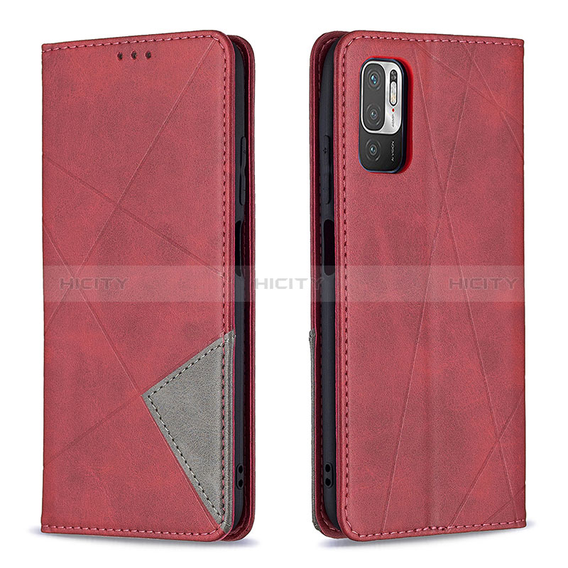 Custodia Portafoglio In Pelle Cover con Supporto B07F per Xiaomi POCO M3 Pro 5G Rosso