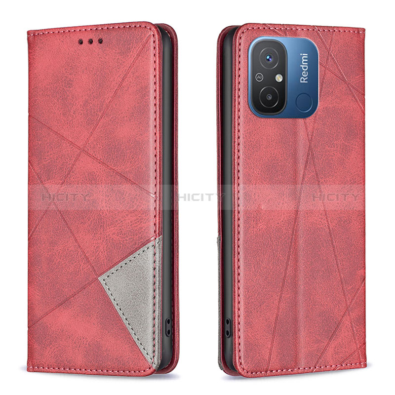 Custodia Portafoglio In Pelle Cover con Supporto B07F per Xiaomi Redmi 12C 4G Rosso