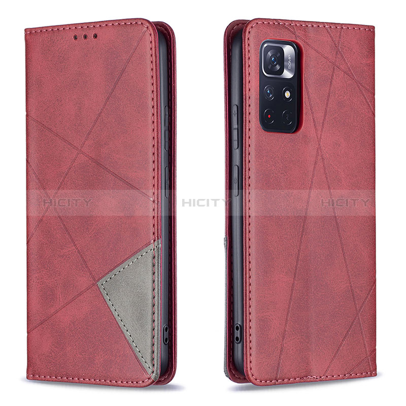 Custodia Portafoglio In Pelle Cover con Supporto B07F per Xiaomi Redmi Note 11 5G Rosso