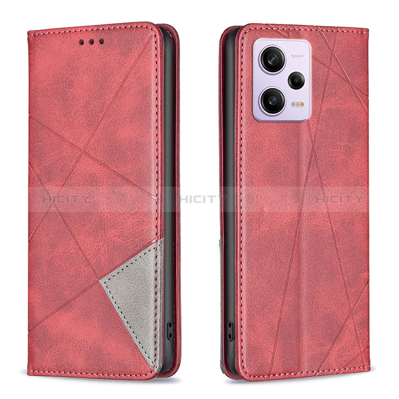 Custodia Portafoglio In Pelle Cover con Supporto B07F per Xiaomi Redmi Note 12 Explorer Rosso