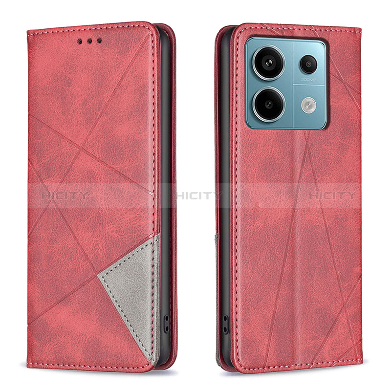 Custodia Portafoglio In Pelle Cover con Supporto B07F per Xiaomi Redmi Note 13 Pro 5G Rosso