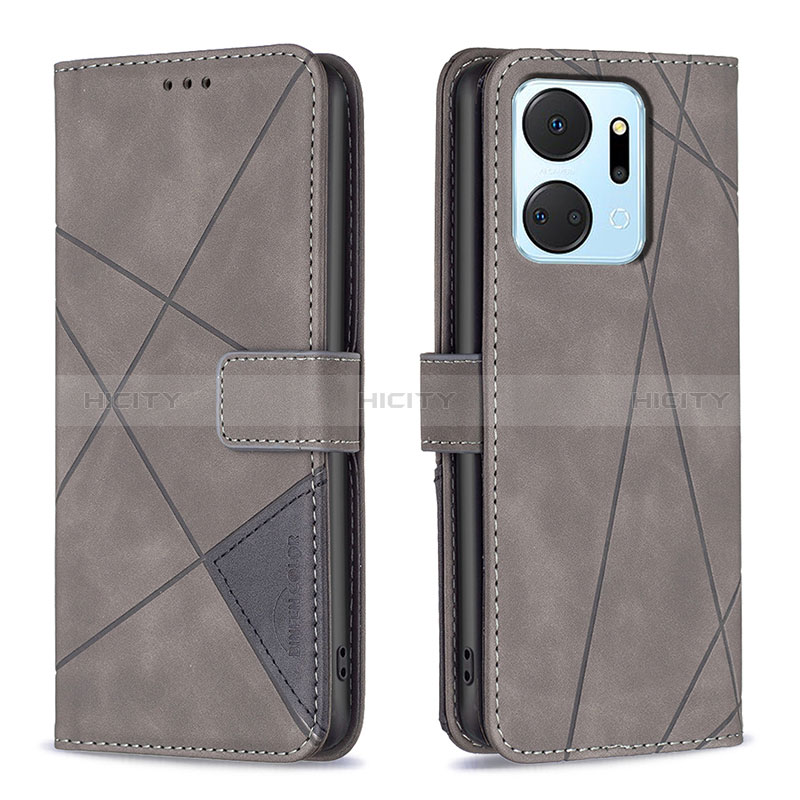 Custodia Portafoglio In Pelle Cover con Supporto B08F per Huawei Honor X7a Grigio