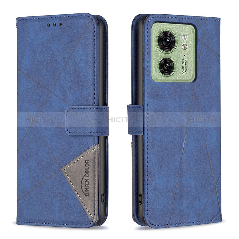 Custodia Portafoglio In Pelle Cover con Supporto B08F per Motorola Moto Edge (2023) 5G Blu