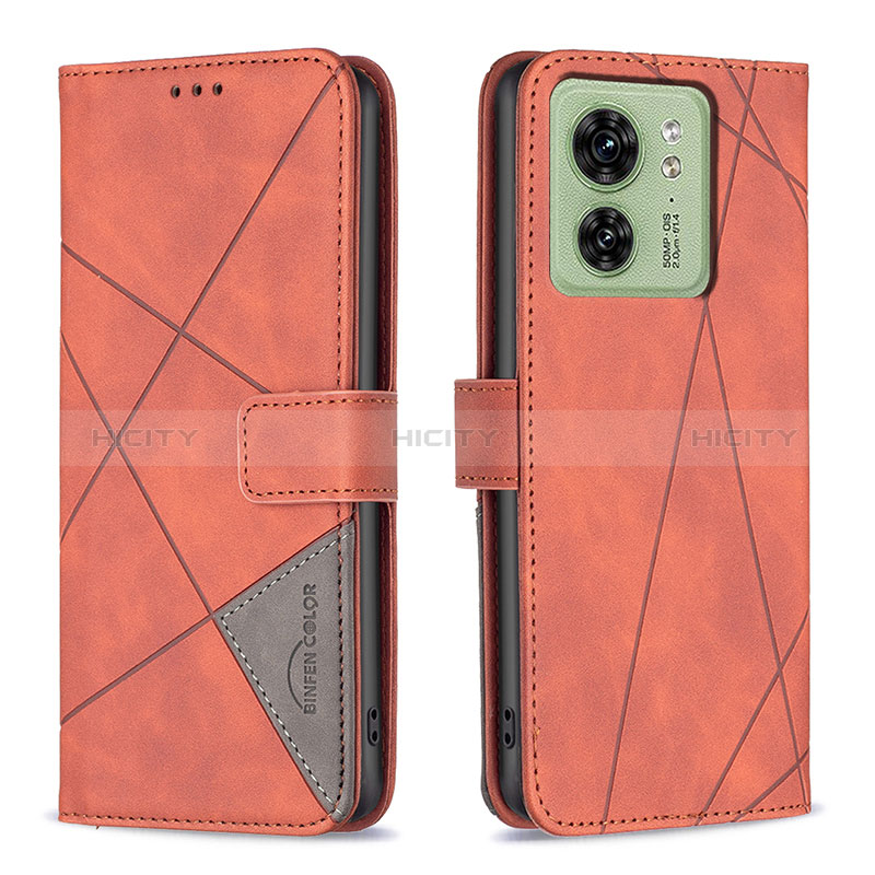 Custodia Portafoglio In Pelle Cover con Supporto B08F per Motorola Moto Edge 40 5G Arancione