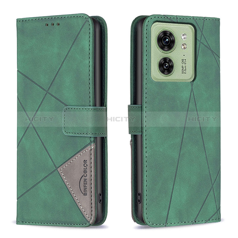 Custodia Portafoglio In Pelle Cover con Supporto B08F per Motorola Moto Edge 40 5G Verde