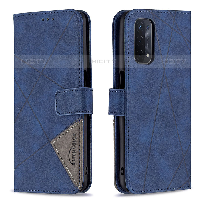 Custodia Portafoglio In Pelle Cover con Supporto B08F per OnePlus Nord N200 5G Blu