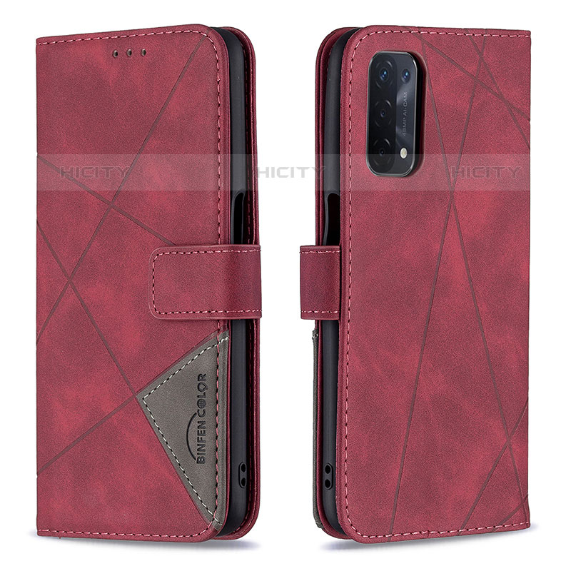 Custodia Portafoglio In Pelle Cover con Supporto B08F per OnePlus Nord N200 5G Rosso