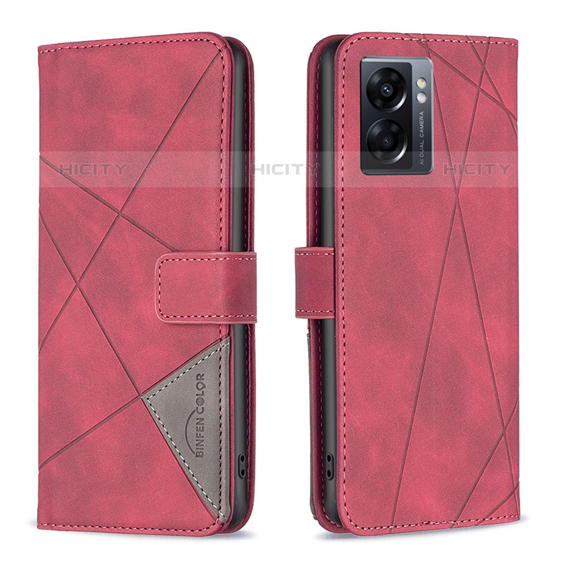 Custodia Portafoglio In Pelle Cover con Supporto B08F per OnePlus Nord N300 5G Rosso