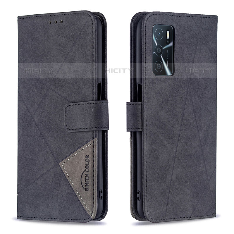 Custodia Portafoglio In Pelle Cover con Supporto B08F per Oppo A16s Nero