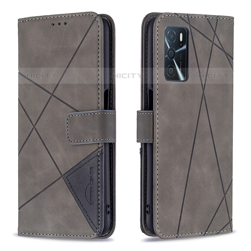 Custodia Portafoglio In Pelle Cover con Supporto B08F per Oppo A54s Grigio