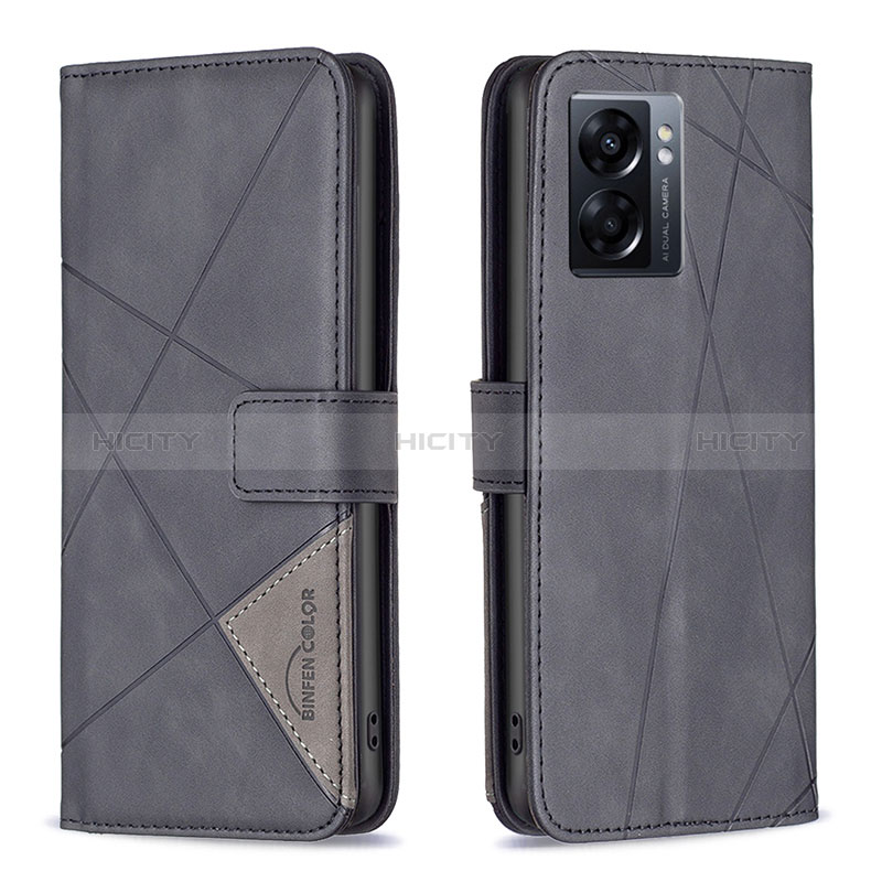 Custodia Portafoglio In Pelle Cover con Supporto B08F per Oppo A56S 5G Nero