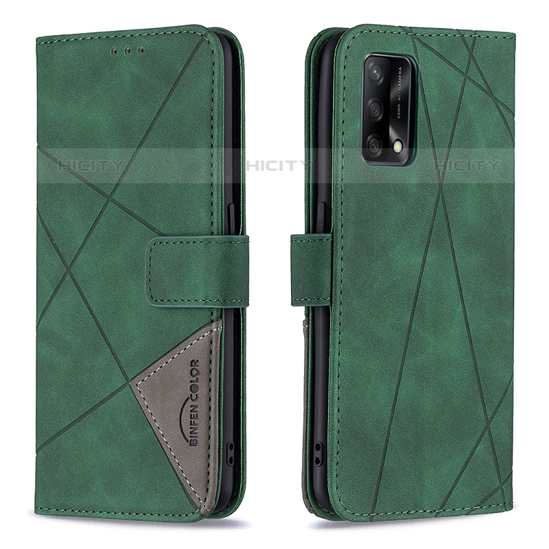 Custodia Portafoglio In Pelle Cover con Supporto B08F per Oppo A74 4G Verde