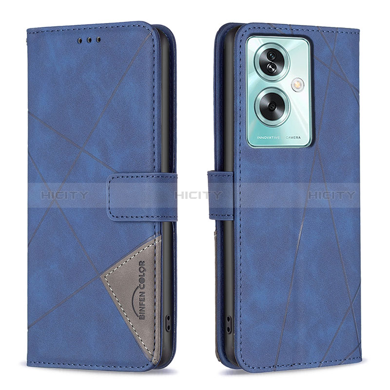 Custodia Portafoglio In Pelle Cover con Supporto B08F per Oppo A79 5G Blu