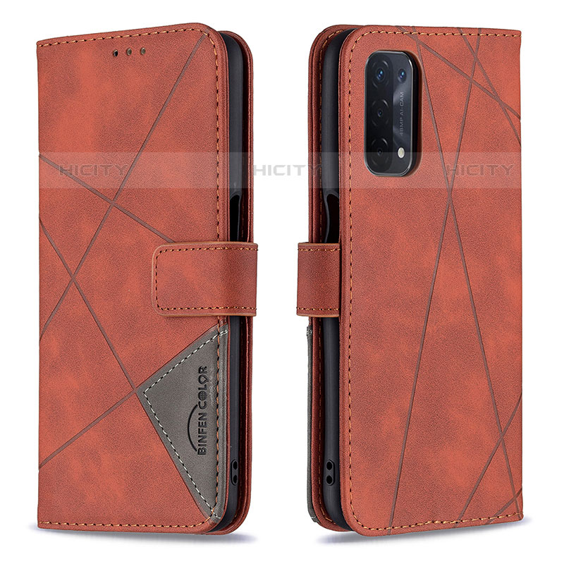 Custodia Portafoglio In Pelle Cover con Supporto B08F per Oppo A93 5G Arancione