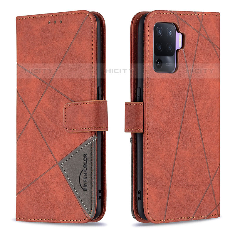 Custodia Portafoglio In Pelle Cover con Supporto B08F per Oppo A94 4G Arancione