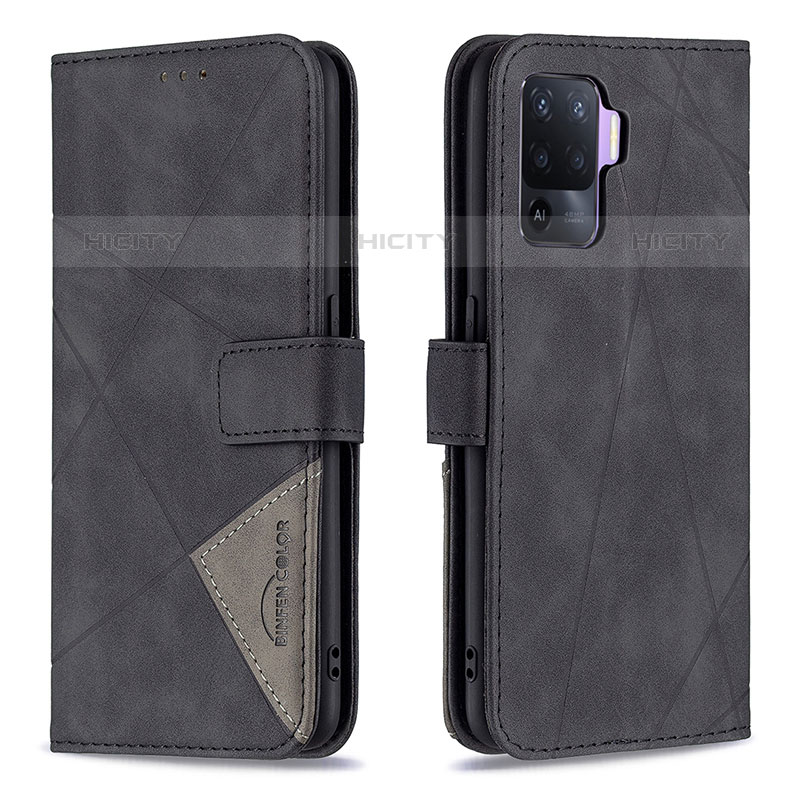 Custodia Portafoglio In Pelle Cover con Supporto B08F per Oppo A94 4G Nero