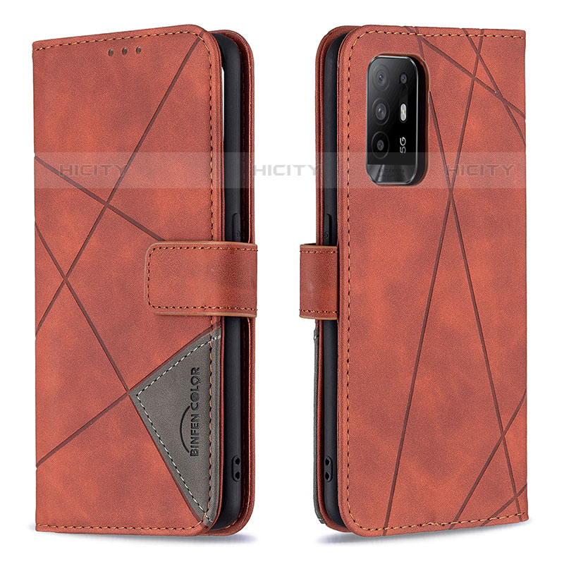 Custodia Portafoglio In Pelle Cover con Supporto B08F per Oppo A95 5G Arancione