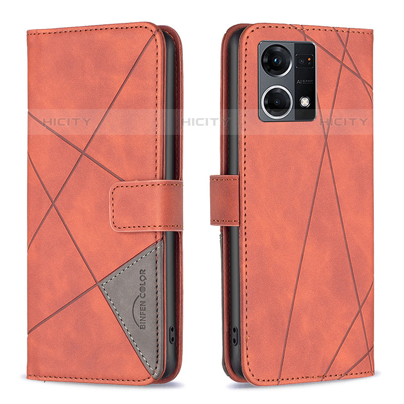 Custodia Portafoglio In Pelle Cover con Supporto B08F per Oppo F21s Pro 4G Arancione