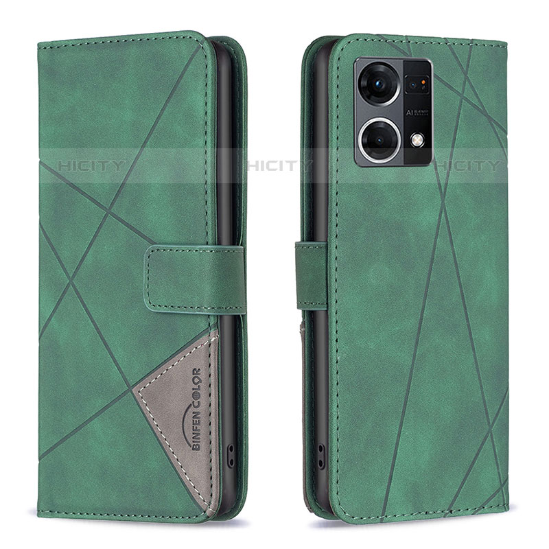 Custodia Portafoglio In Pelle Cover con Supporto B08F per Oppo F21s Pro 4G Verde