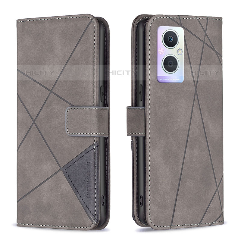 Custodia Portafoglio In Pelle Cover con Supporto B08F per Oppo F21s Pro 5G Grigio