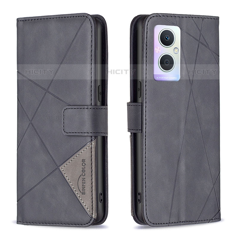 Custodia Portafoglio In Pelle Cover con Supporto B08F per Oppo F21s Pro 5G Nero