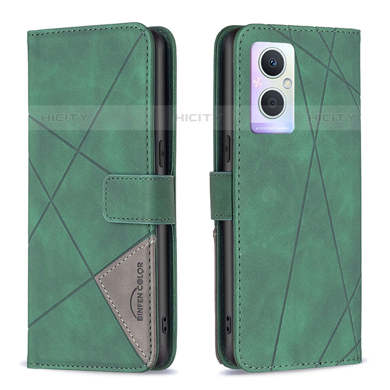 Custodia Portafoglio In Pelle Cover con Supporto B08F per Oppo F21s Pro 5G Verde