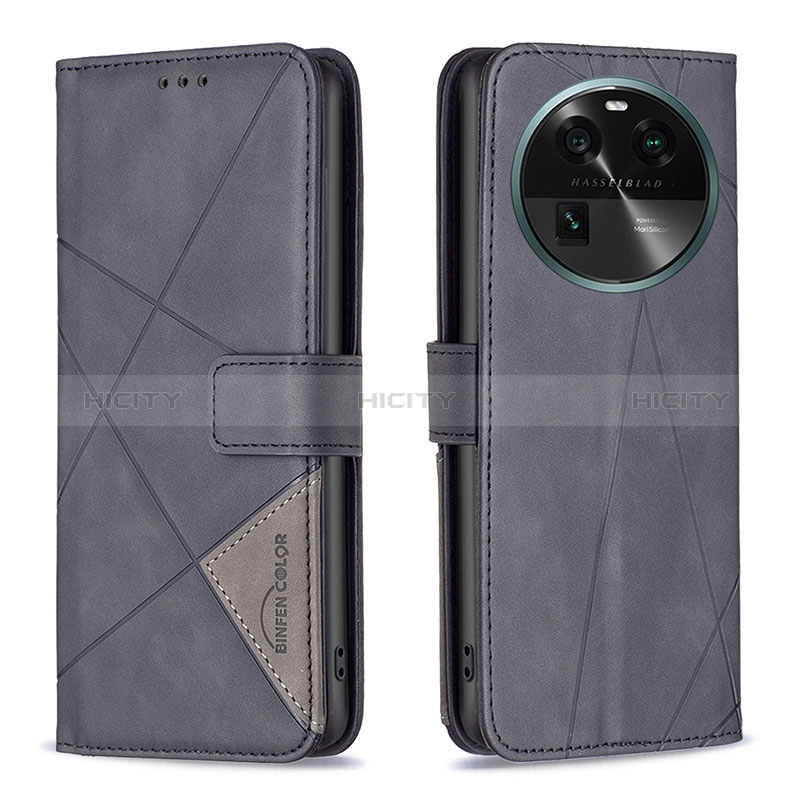 Custodia Portafoglio In Pelle Cover con Supporto B08F per Oppo Find X6 5G Nero