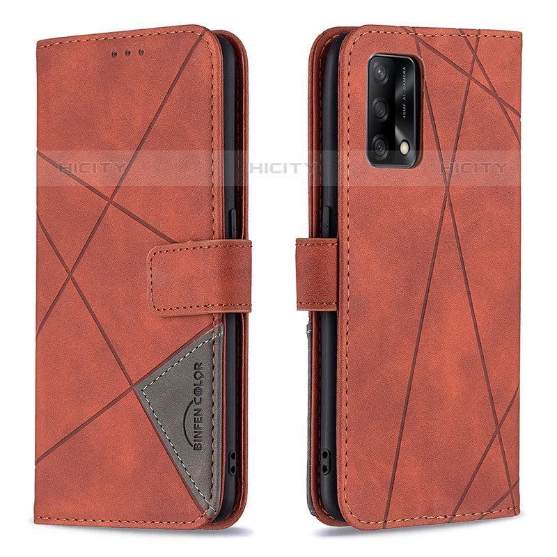 Custodia Portafoglio In Pelle Cover con Supporto B08F per Oppo Reno6 Lite Arancione