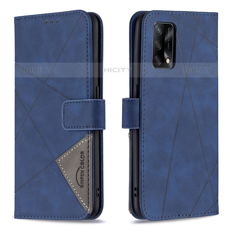 Custodia Portafoglio In Pelle Cover con Supporto B08F per Oppo Reno6 Lite Blu